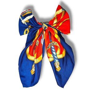 Vintage Equestrian Horse Show Hair Bow Barrette Clip Red Blue Headmaster